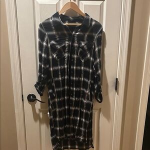 Blank NYC Black and White Checkered Long Sleeve Dress